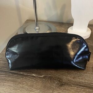 Morphe Black Shiny Faux Leather Cosmetic Bag with Burgundy Lining